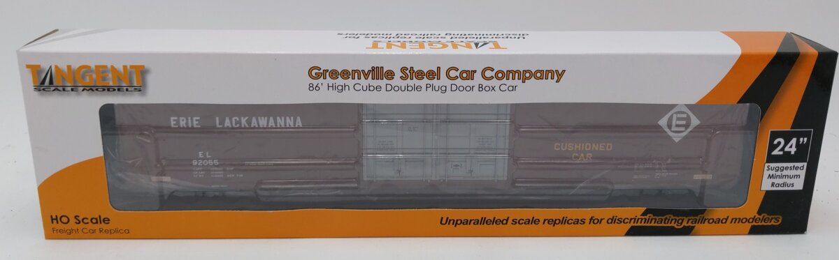 Tangent 25025-03 HO Erie Lackawanna 86' High Cube Double Plug Door Boxcar #92055 LN/Box