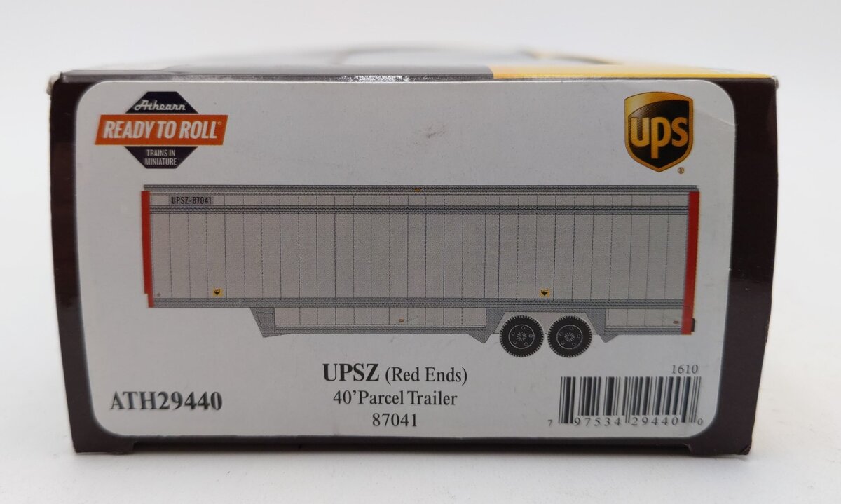 Athearn 29440 HO UPS 40' Drop Sill Parcel Trailer Red Ends #87041