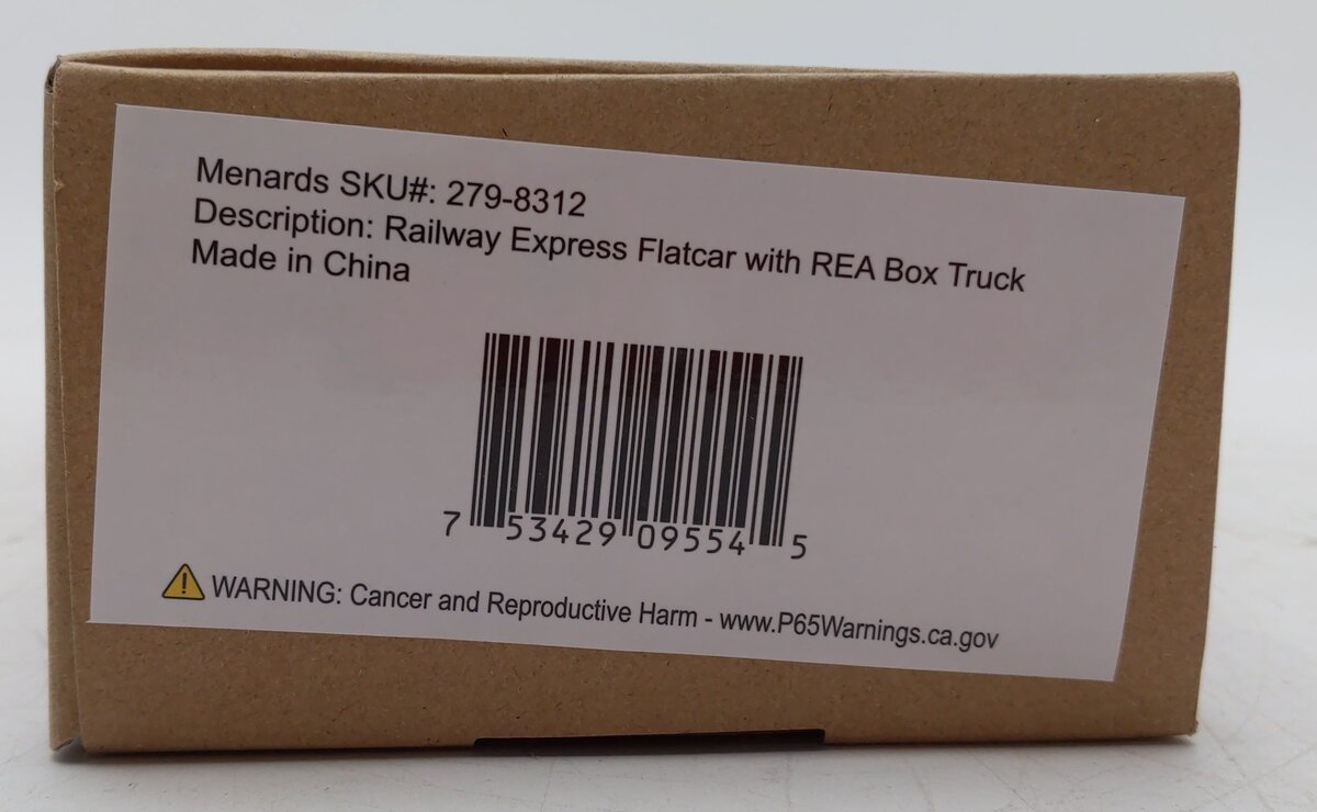 Menards 279-8312 O Railway Express Flatcar w/REA Box Truck #6704 EX/Box