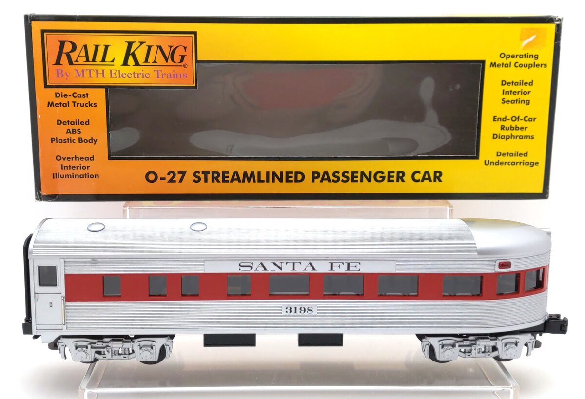 MTH 30-6013 O Santa Fe Streamlined Observation Car #3198 LN/Box