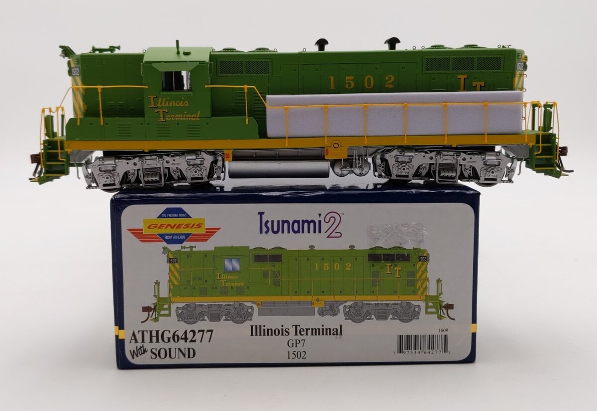 Athearn G64277 HO Illinois Terminal GP7 Diesel Locomotive with DCC & Sound #1502