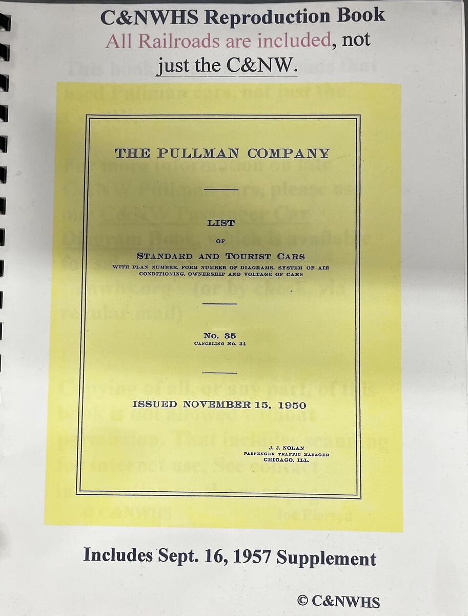 The Pullman Company List of Standard and Tourist Cars paperback VG