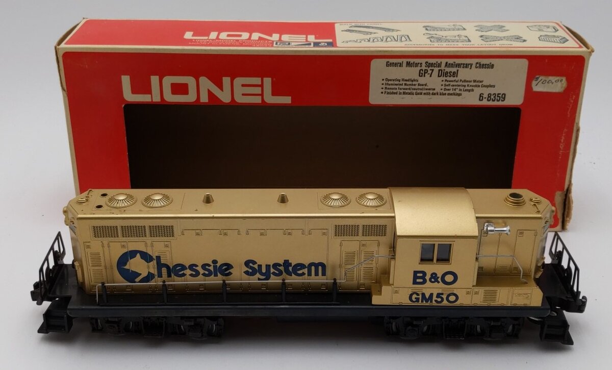 Lionel 6-8359 O Gauge Chessie System GM Gold GP7 Diesel Engine VG/Box