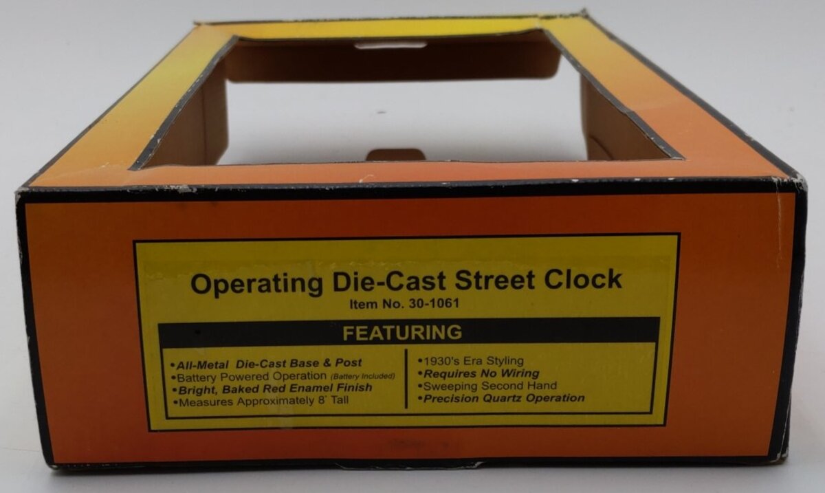 MTH 30-1061 O and 0-27 Red Operating Diecast Street Clock LN/Box