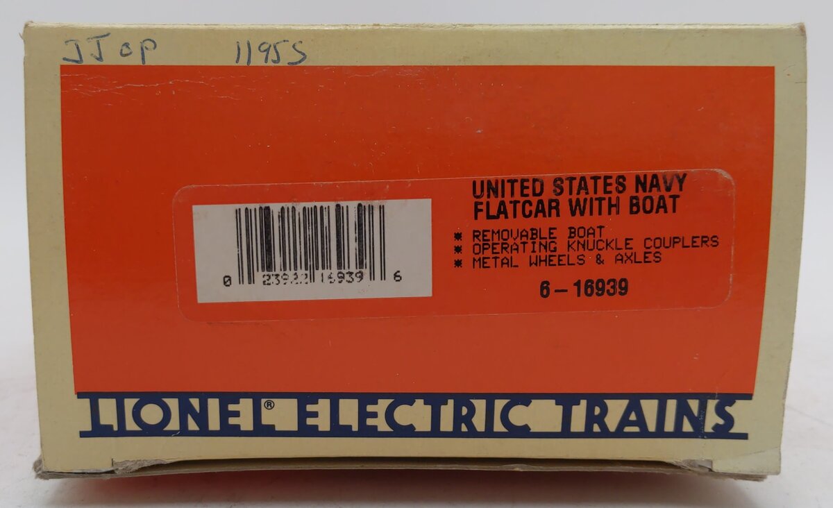 Lionel 6-16939 O Gauge United States Navy Flatcar w/ Boat #04040 LN/Box