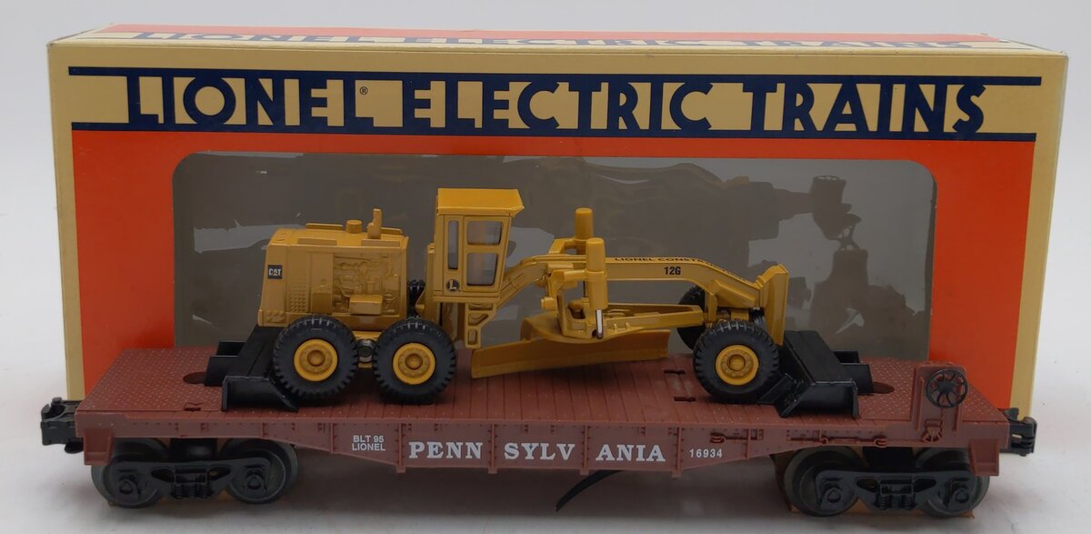Lionel 6-16934 O Gauge Pennsylvania Flatcar w/Ertl Road Grader LN/Box