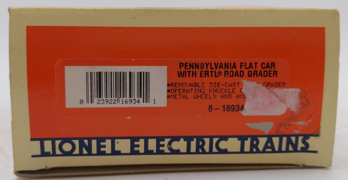 Lionel 6-16934 O Gauge Pennsylvania Flatcar w/Ertl Road Grader LN/Box