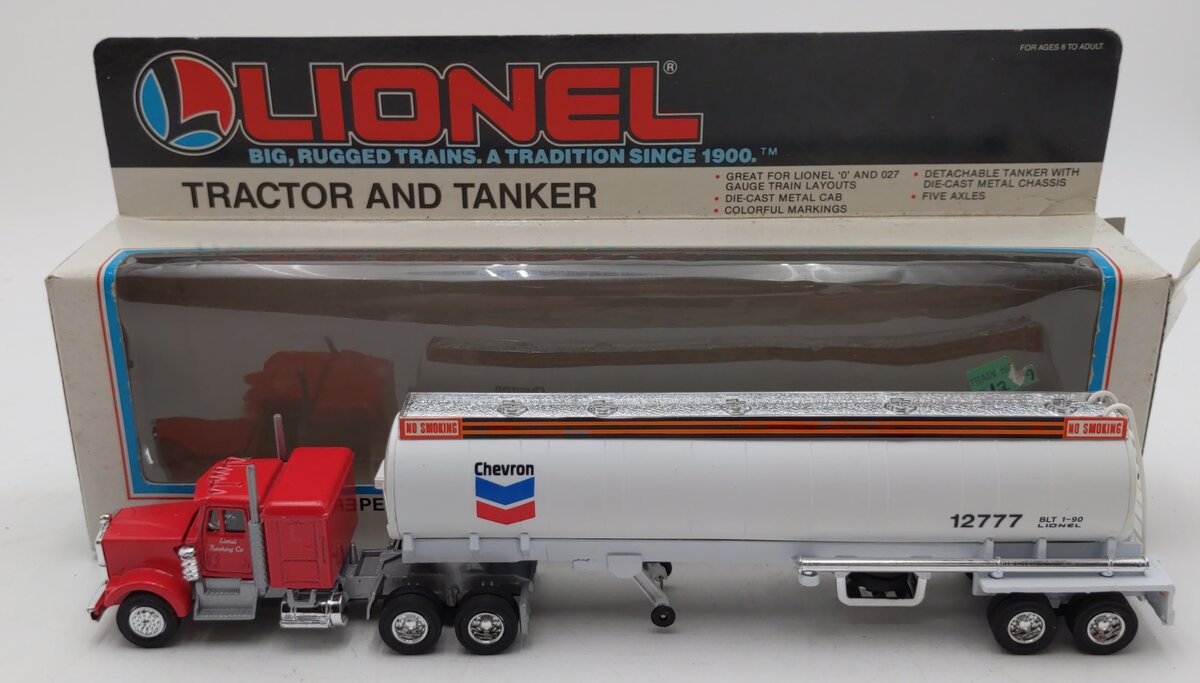 Lionel 6-12777 O Gauge Red Truck Chevron Tractor & White Tanker