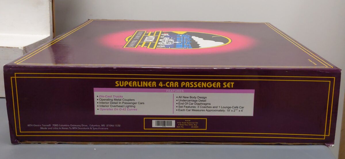 MTH 20-6524 O Gauge Amtrak Superliner Passenger Car Set LN/Box