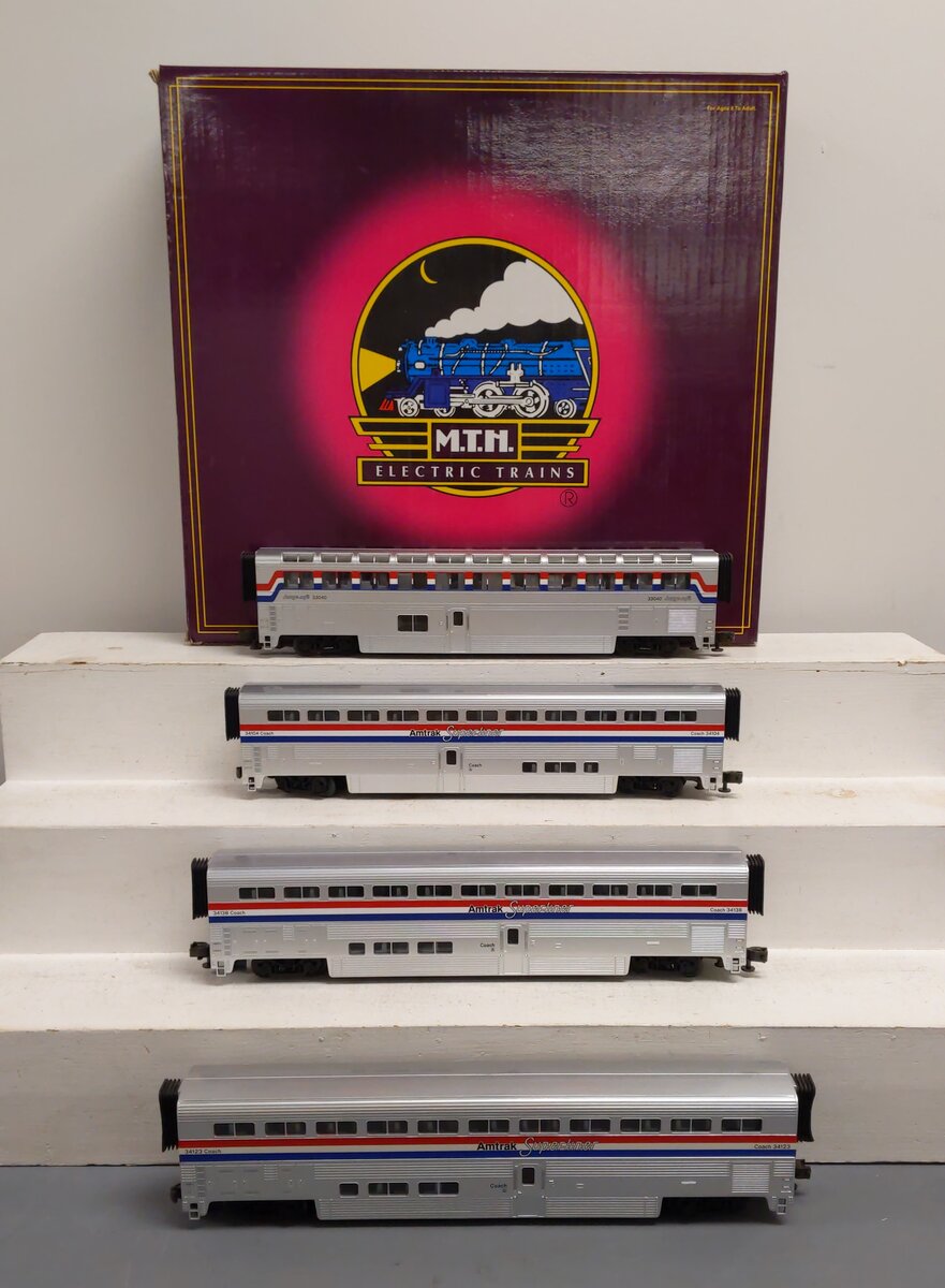 MTH 20-6524 O Gauge Amtrak Superliner Passenger Car Set LN/Box