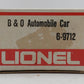 Lionel 6-9712 O Gauge Baltimore & Ohio Automobile Car LN/Box