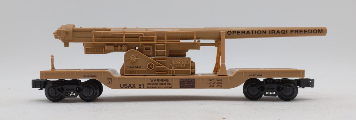 K-Line K662-8020 O Operation Iraqi Freedom US Army Cannon Mounted on Flat Car LN/Box