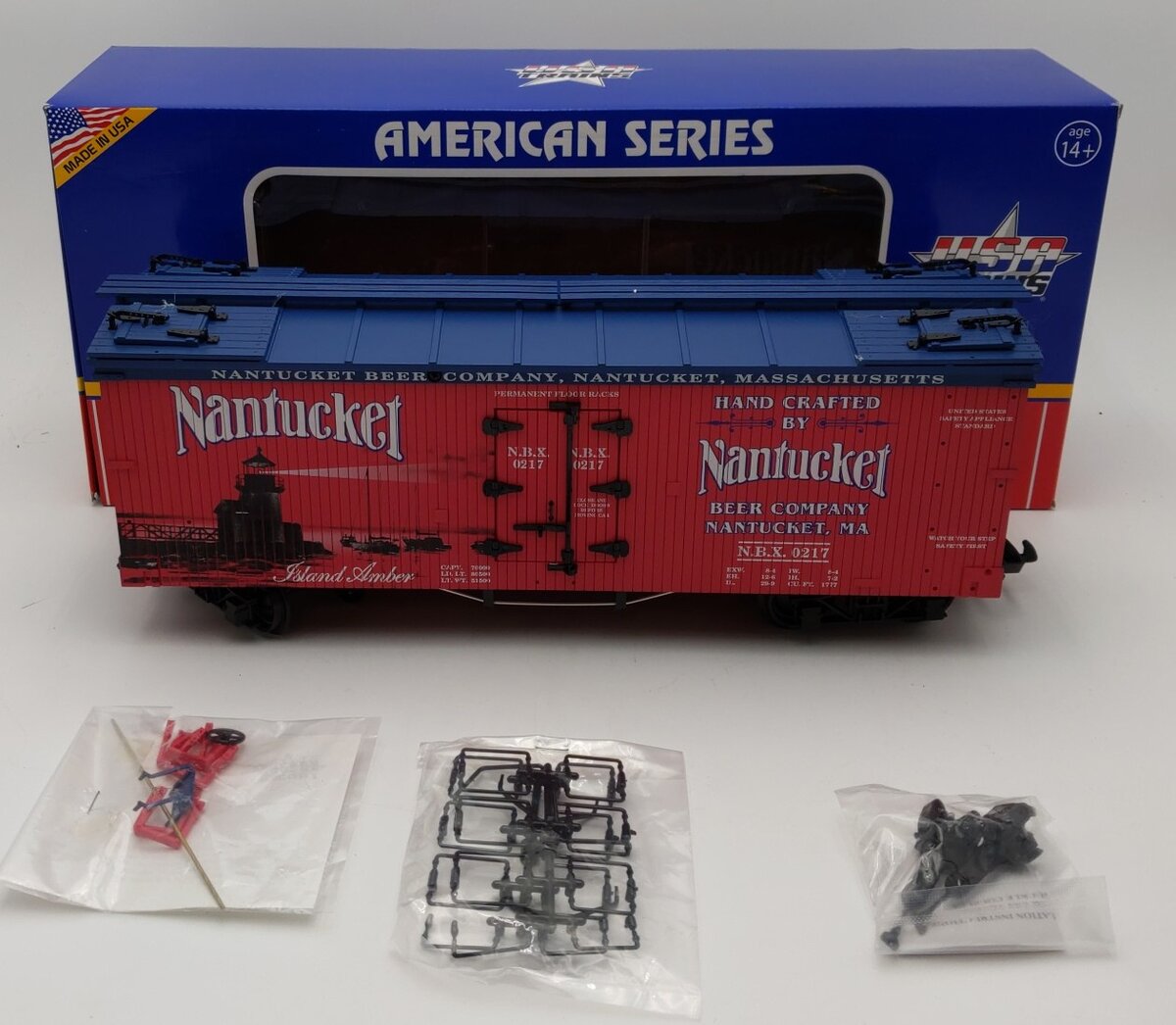 USA Trains R16469 G Nantucket Beer Refrigerator Car #0217 (Red/Blue)