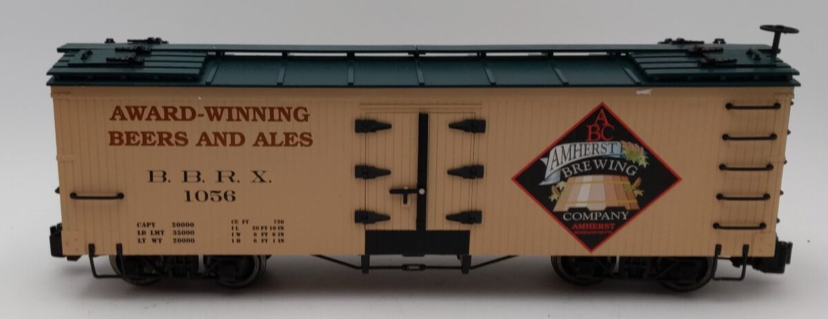 Bachmann 98690 G Scale Amherst Brewing Co. Billboard Reefer (Metal Wheels)
