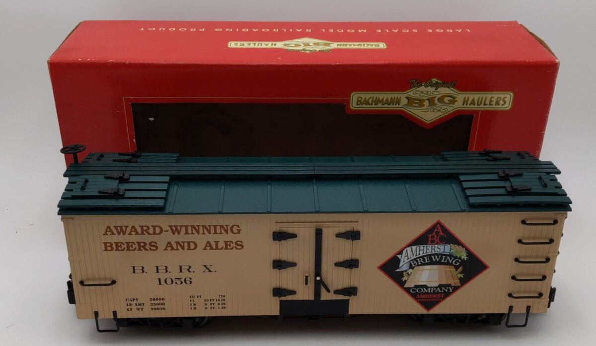 Bachmann 98690 G Scale Amherst Brewing Co. Billboard Reefer (Metal Wheels)