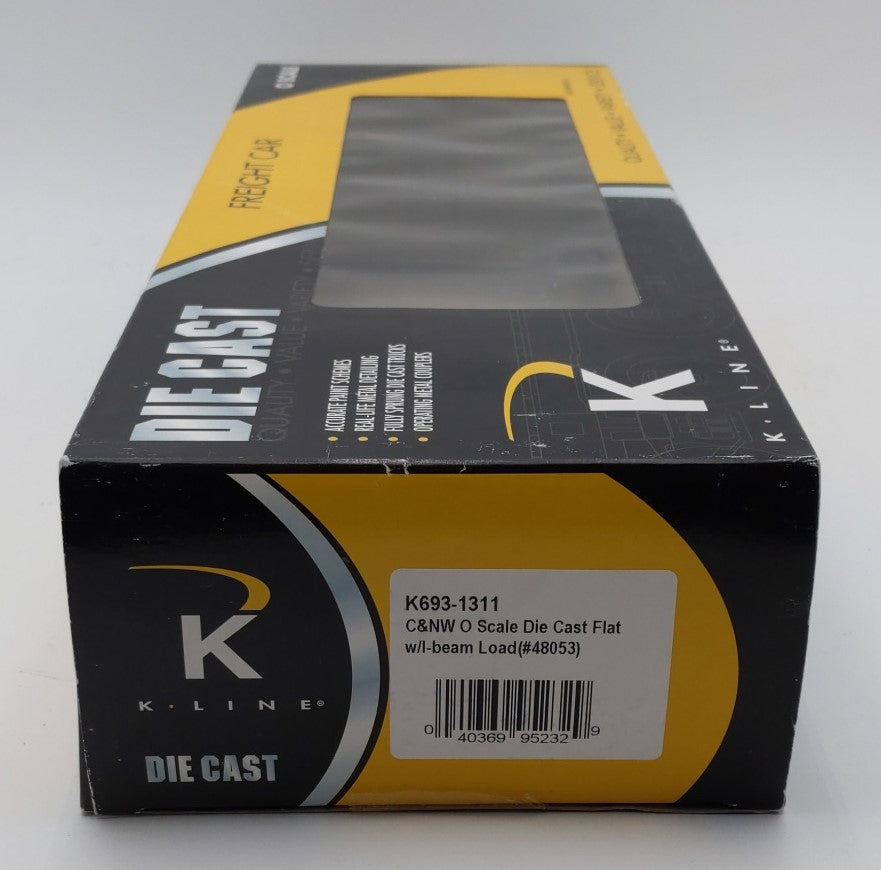 K-Line K693-1311 O Gauge Chicago & North Western Flatcar with I-Beam Load NIB