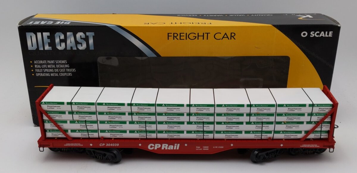 K-Line K693-1211 O CP Rail Flatcar w/ Lumber Load #304039 NIB