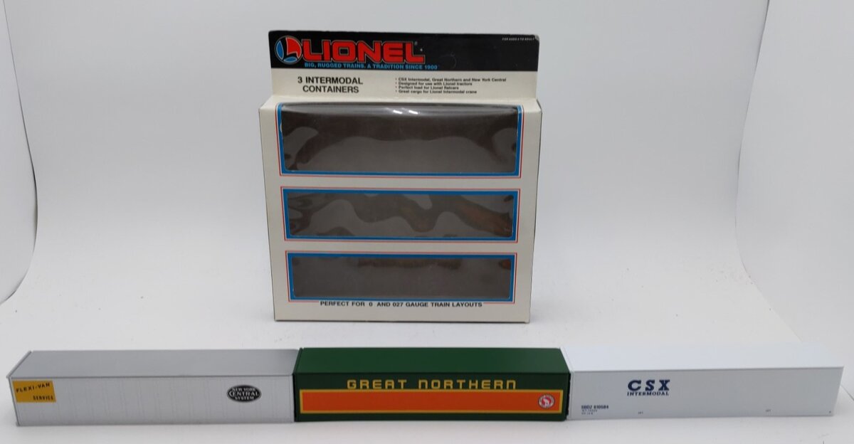 Lionel 6-12826 O CSX/Great Northern/New York Central Intermodal 3-Container Pack LN/Box