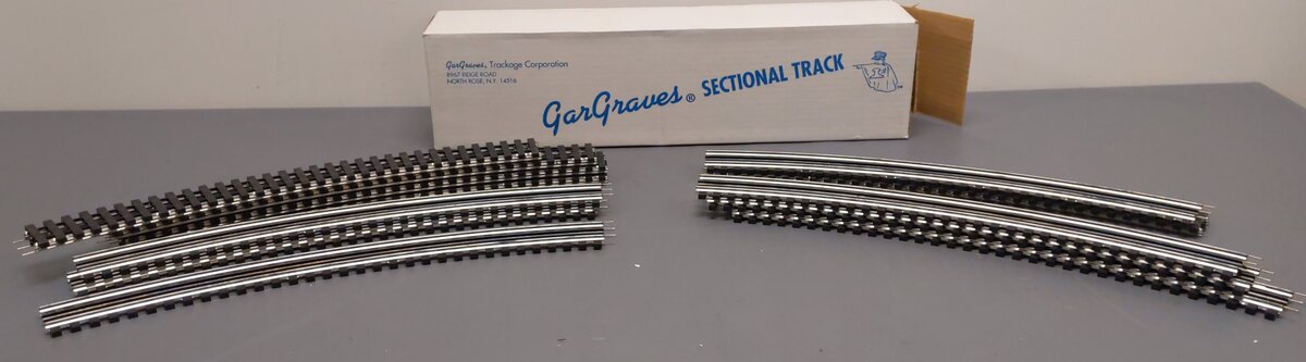 Gargraves 72-101S O 3 Rail Phantom Tinplate 72" Curve Plastic BLK Tie Sections