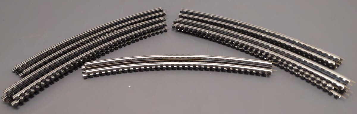 Gargraves 72-101S O 3 Rail Phantom Tinplate 72" Curve Plastic BLK Tie Sections