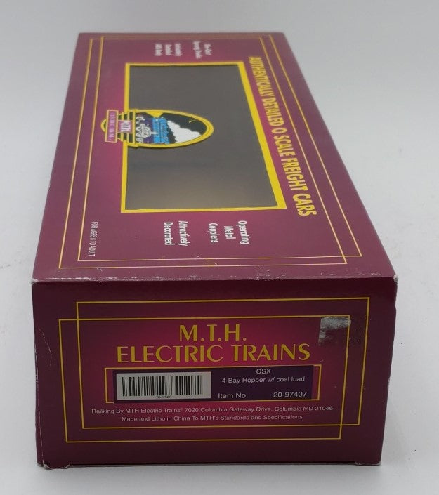 MTH 20-97407 O CSX 4-Bay Hopper Car w/ Coal Load #346894 LN/Box