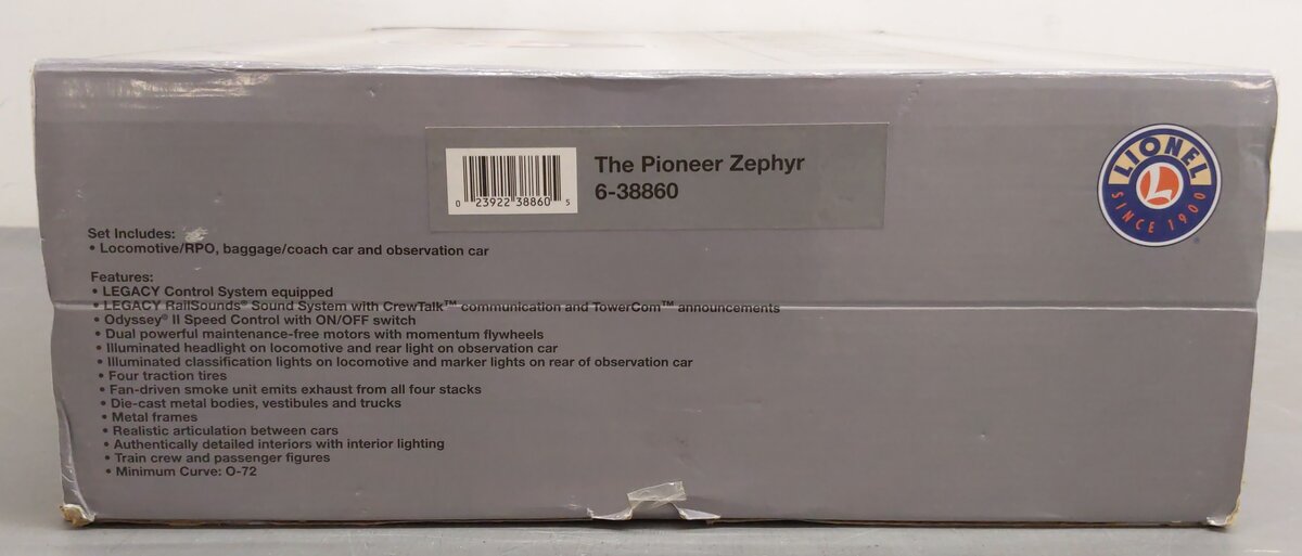 Lionel 6-38860 O Scale Burlington Pioneer Zephyr O Gauge Diesel Train Set EX/Box
