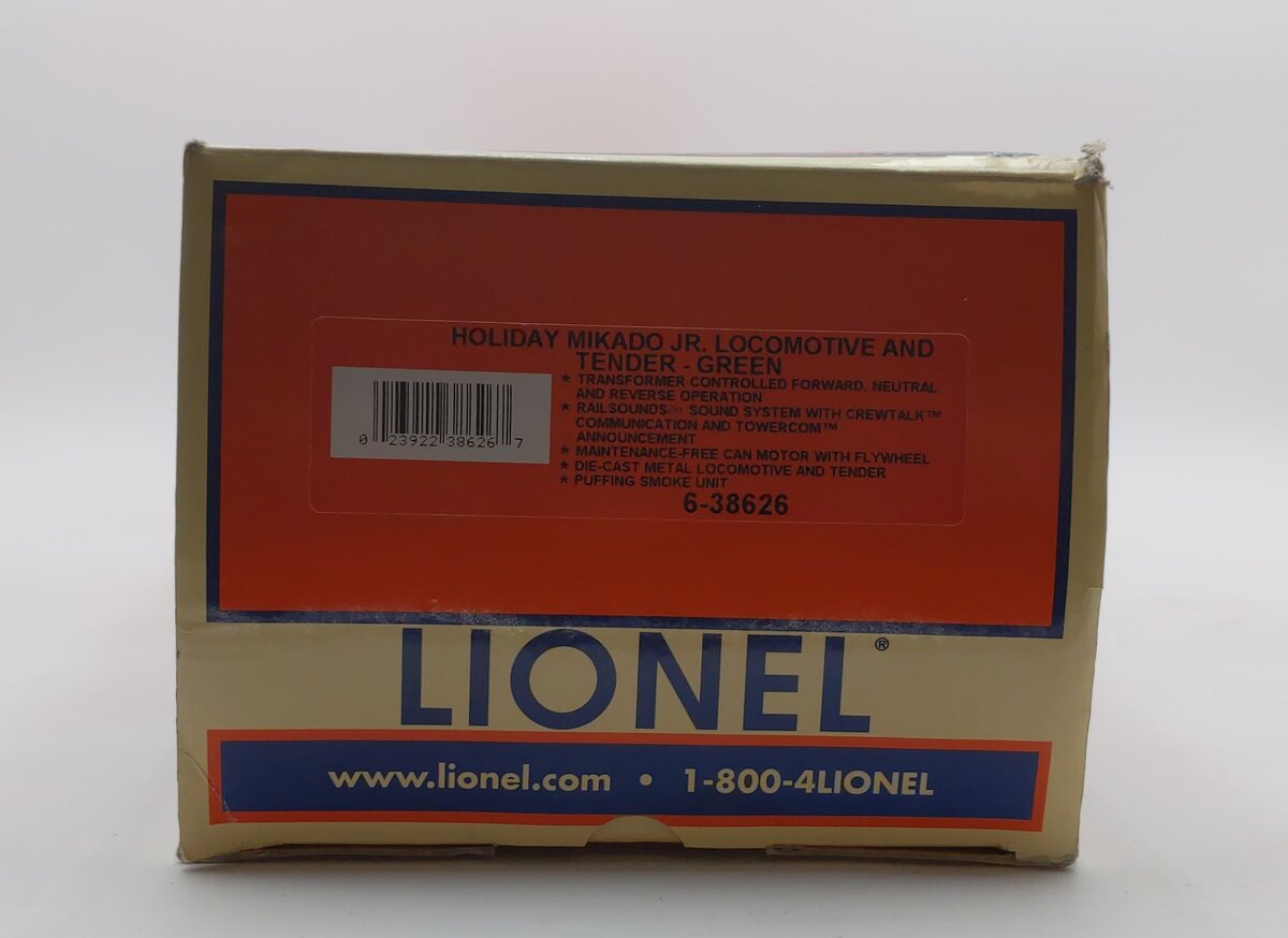 Lionel 6-38626 O Holiday Mikado JR. 2-8-2 Steam Locomotive & Tender Green #25 NIB