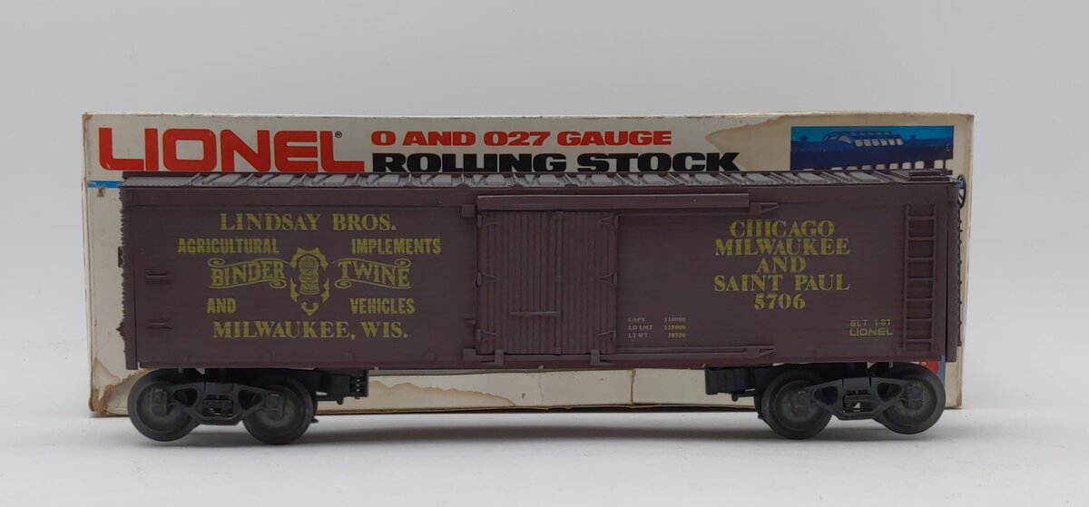 Lionel 6-5706 O Gauge MILW Lindsay Bros. Binder & Twine Reefer LN/Box