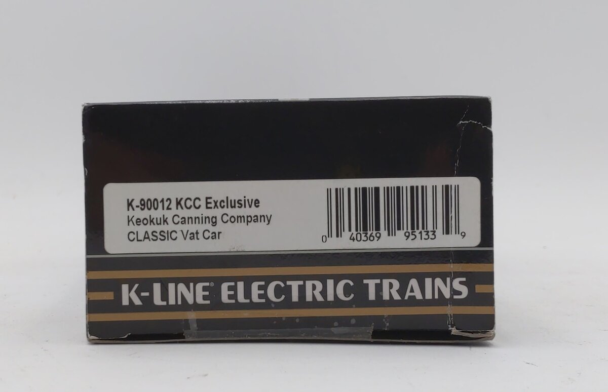 K-Line K-90012 O Gauge KCC Exclusive Keokuk Canning Company Vat Car LN/Box