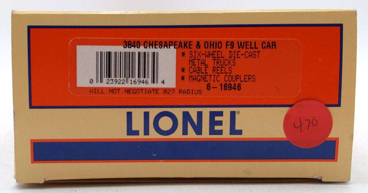 Lionel 6-16946 O Gauge Chesapeake & Ohio F9 Well Car #3840