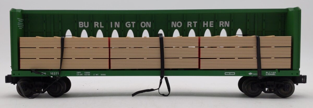 Lionel 6-16371 O Gauge Burlington Northern I-Beam Flat Car #16371 w/Wood Load MT/Box