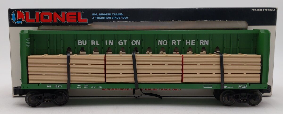 Lionel 6-16371 O Gauge Burlington Northern I-Beam Flat Car #16371 w/Wood Load MT/Box