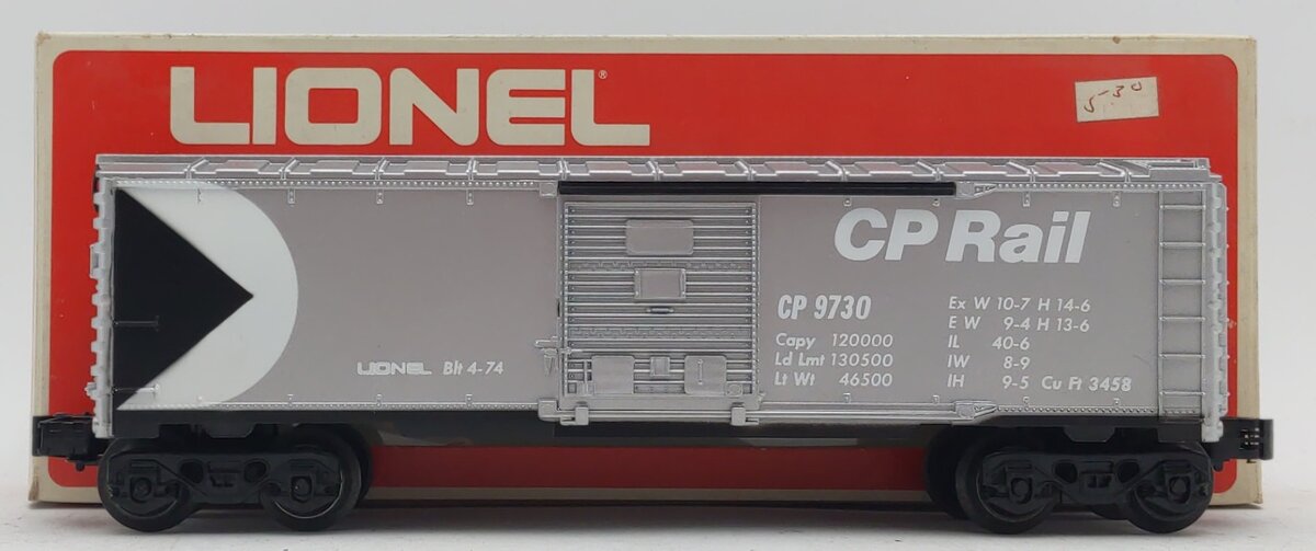 Lionel 6-9730 O Gauge CP Rail Boxcar - White Letter Version LN/Box