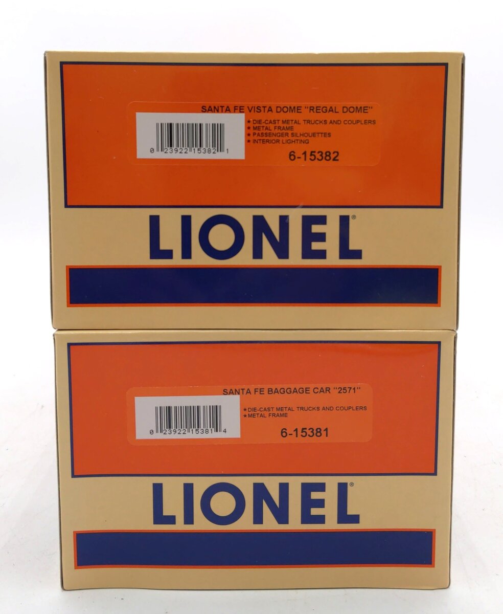 Lionel 6-15319 O Gauge Santa Fe Surfliner Passenger (Set of 2) NIB