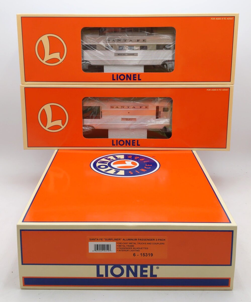Lionel 6-15319 O Gauge Santa Fe Surfliner Passenger (Set of 2) NIB