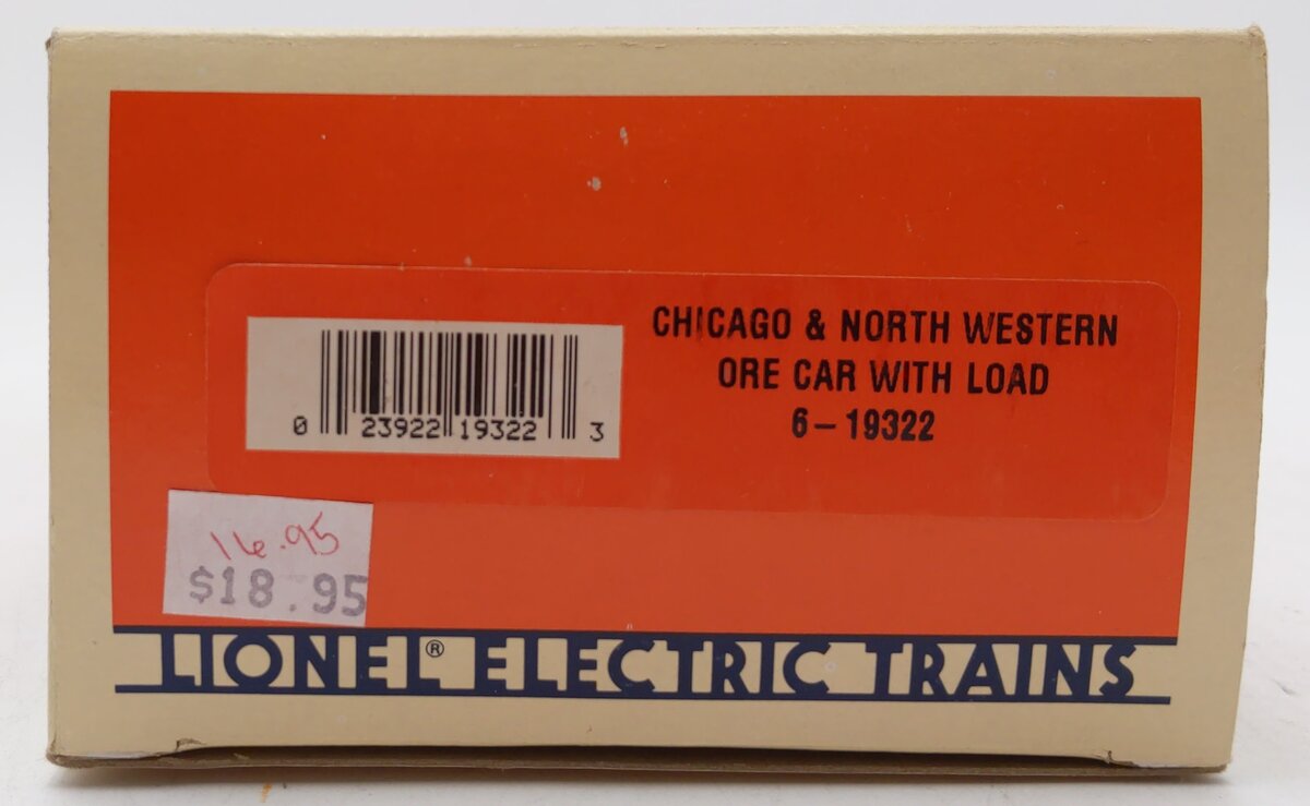 Lionel 6-19322 O Gauge Chicago & North Western Ore Car with Ore Load LN/Box