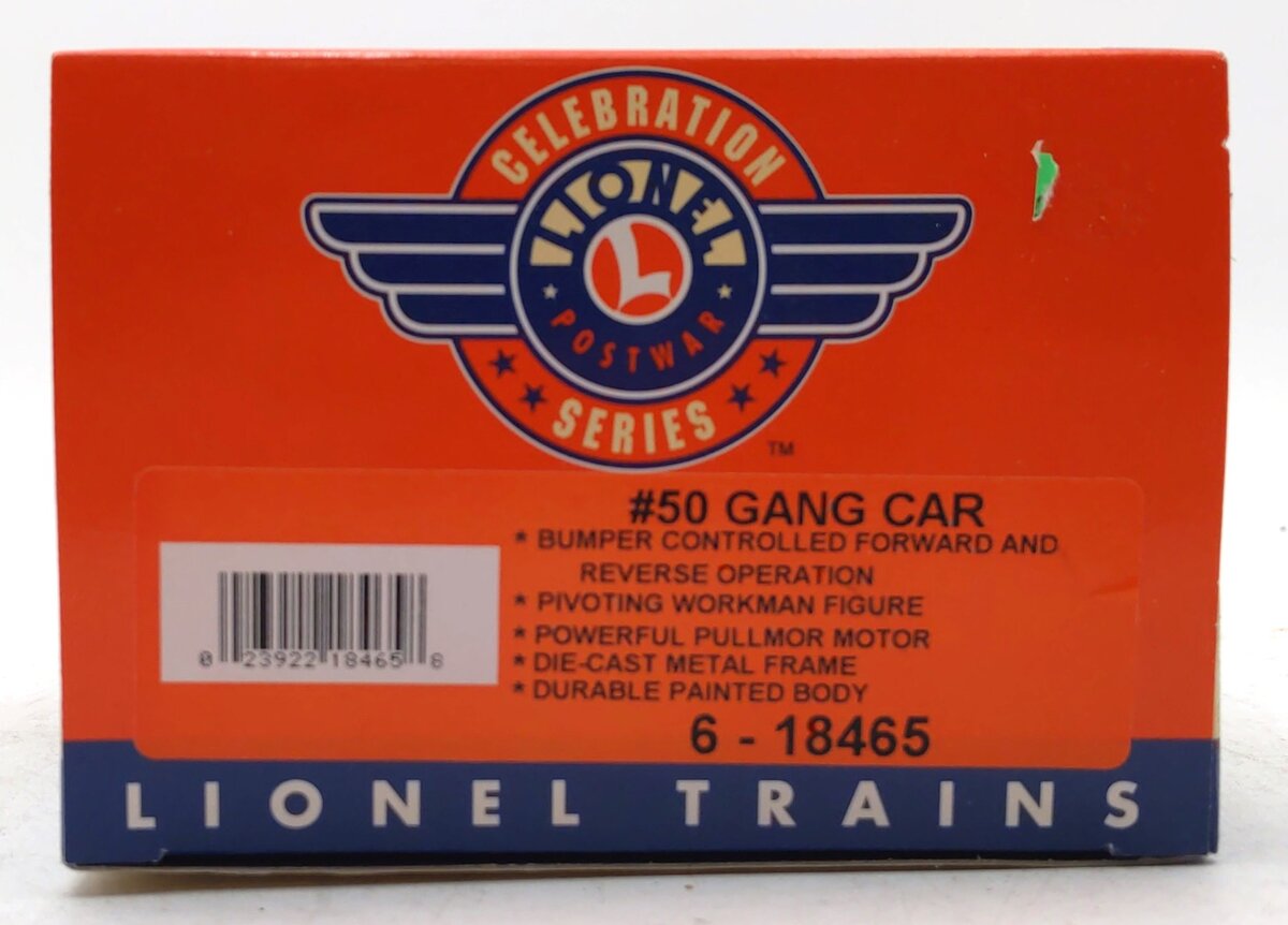 Lionel 6-18465 O Gauge Postwar Celebration Series Operating Gang Car #50