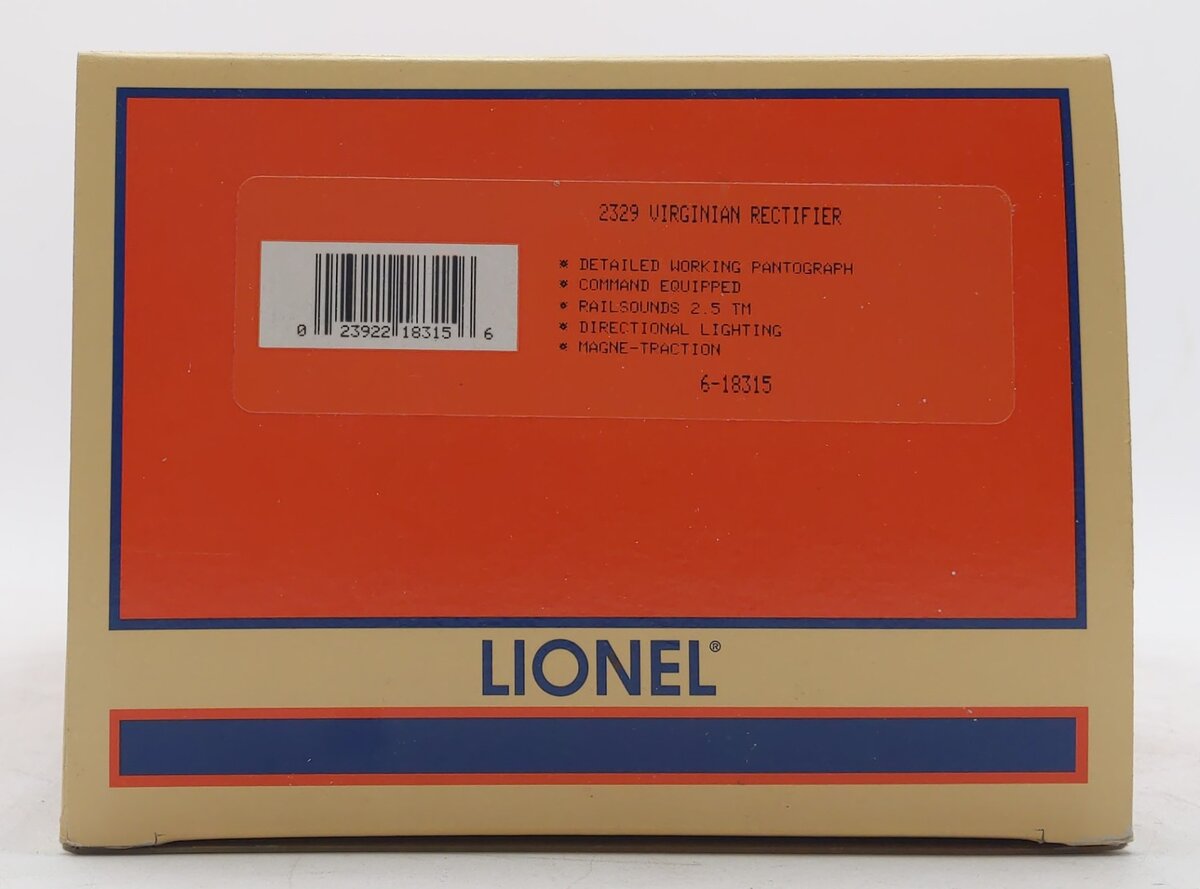 Lionel 6-18315 O Gauge Virginian E33 Rectifier Electric Locomotive #2329 LN/Box