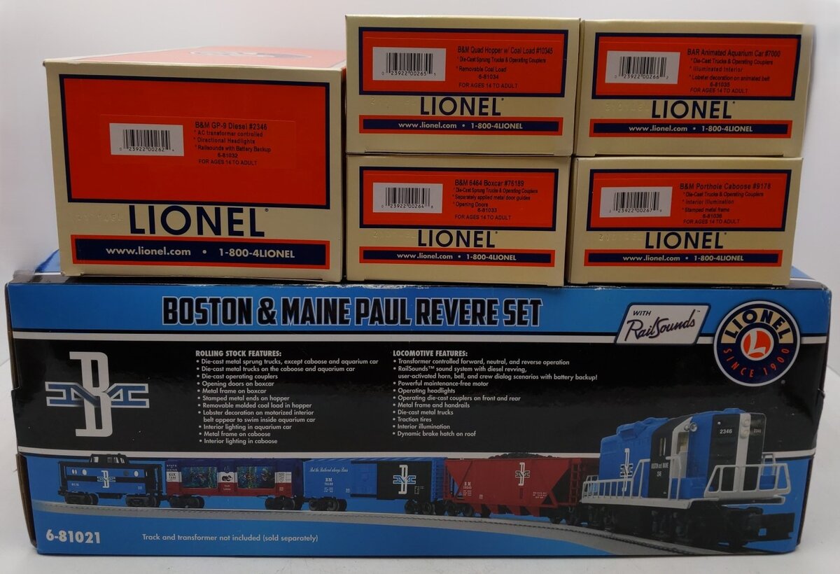 Lionel 6-81021 Boston & Maine Paul Revere GP-9 O Gauge Diesel Freight Train Set LN/Box
