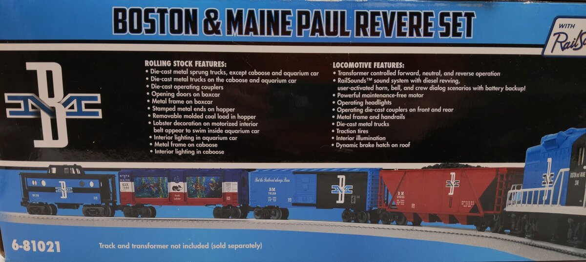 Lionel 6-81021 Boston & Maine Paul Revere GP-9 O Gauge Diesel Freight Train Set LN/Box