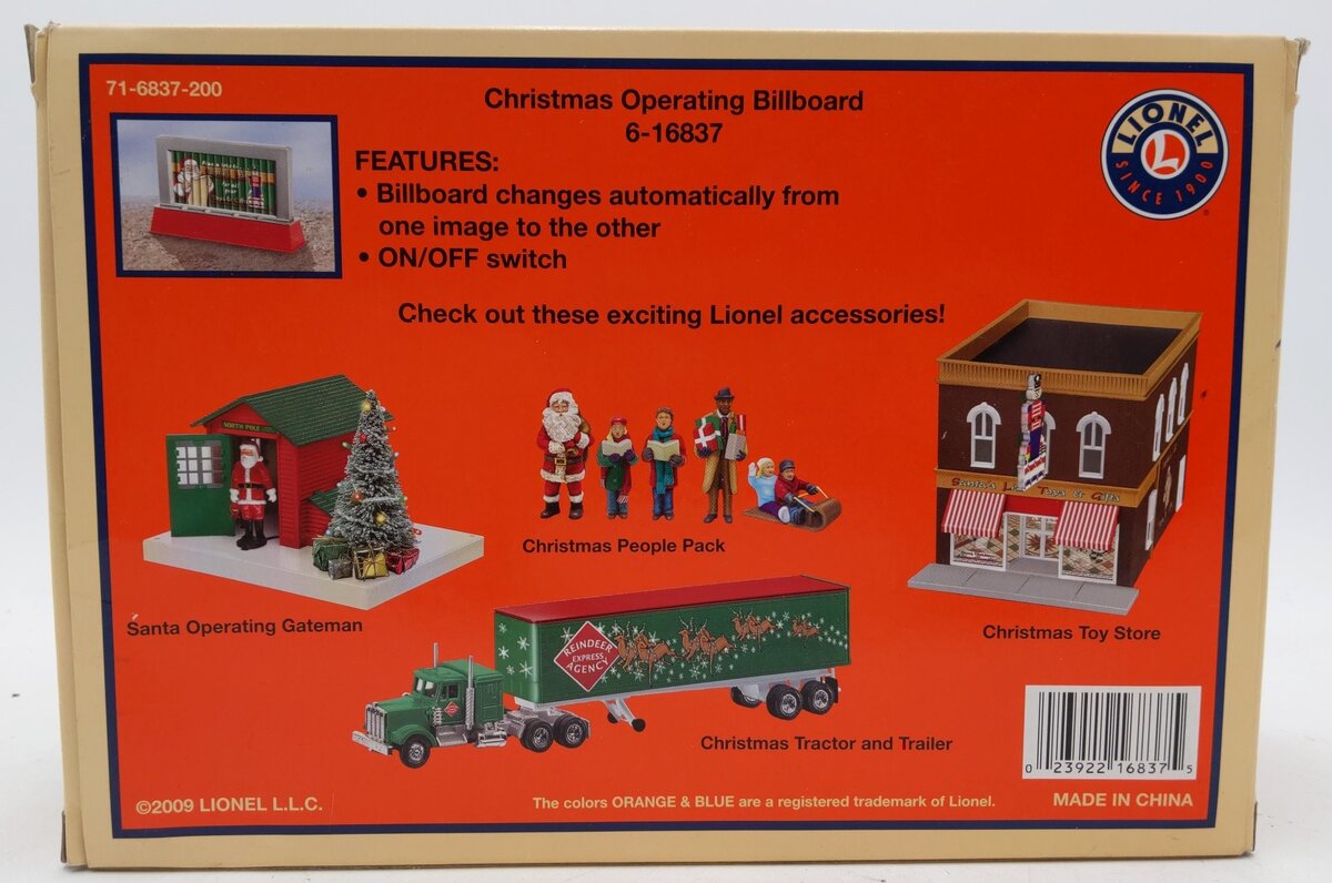 Lionel 6-16837 O Gauge Christmas Operating Billboard LN/Box