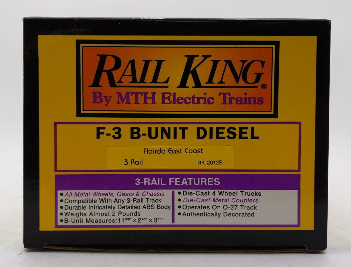 MTH 30-2012B O Florida East Coast F-3 Non-Powered B-Unit Diesel Engine #552 LN/Box
