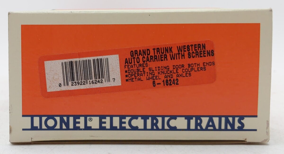 Lionel 6-16242 O Gauge Grand Trunk Western Auto Carrier #16242 LN/Box