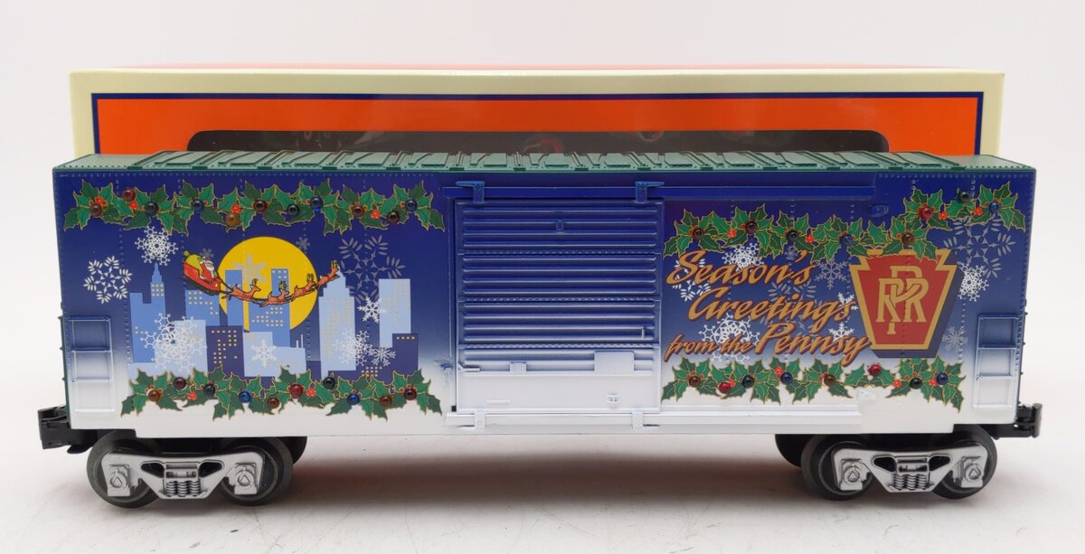 Lionel 6-29306 O Gauge PRR Lighted Holiday Hi-Cube Boxcar LN/Box