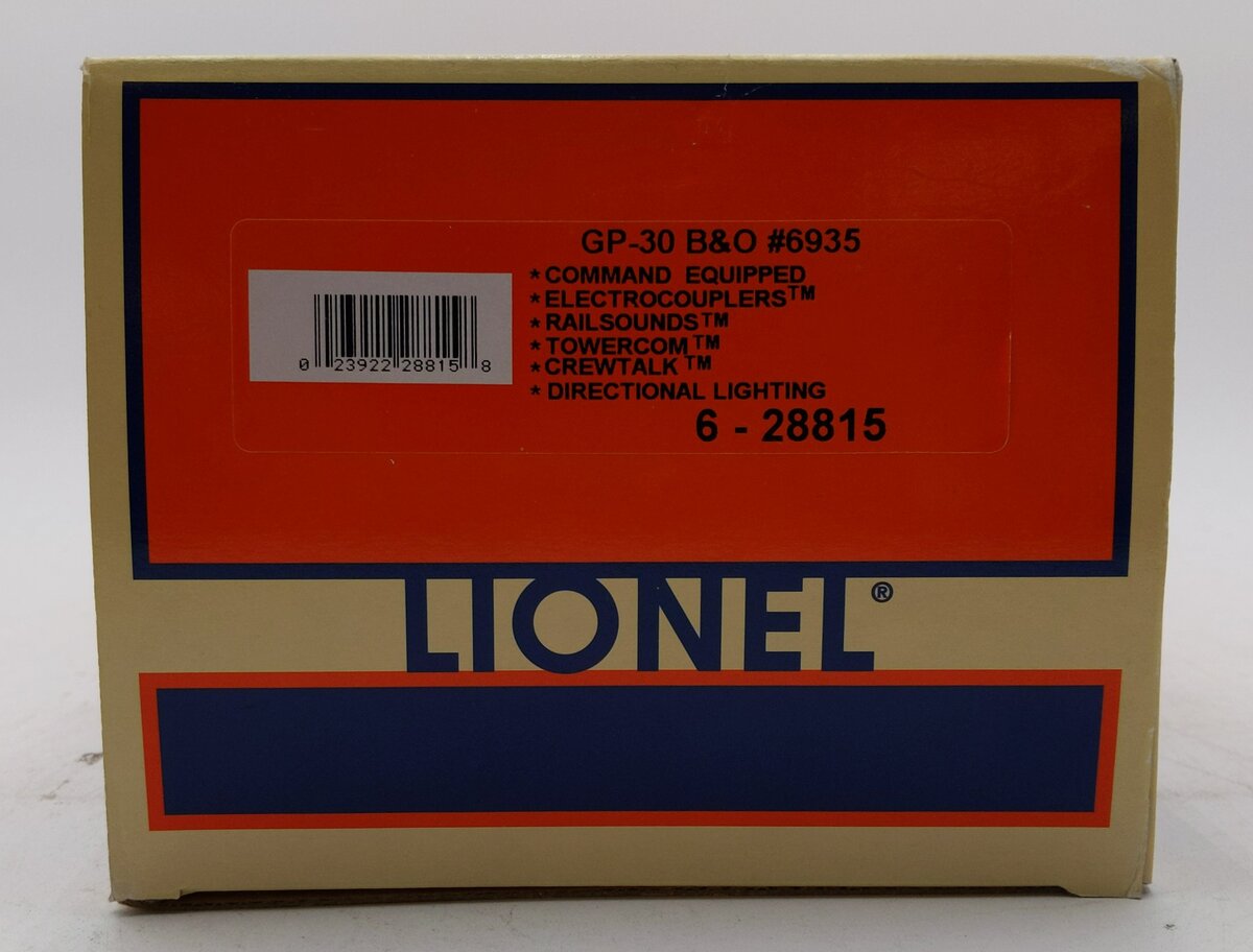 Lionel 6-28815 Baltimore & Ohio TMCC GP30 Diesel Locomotive #6395 LN/Box