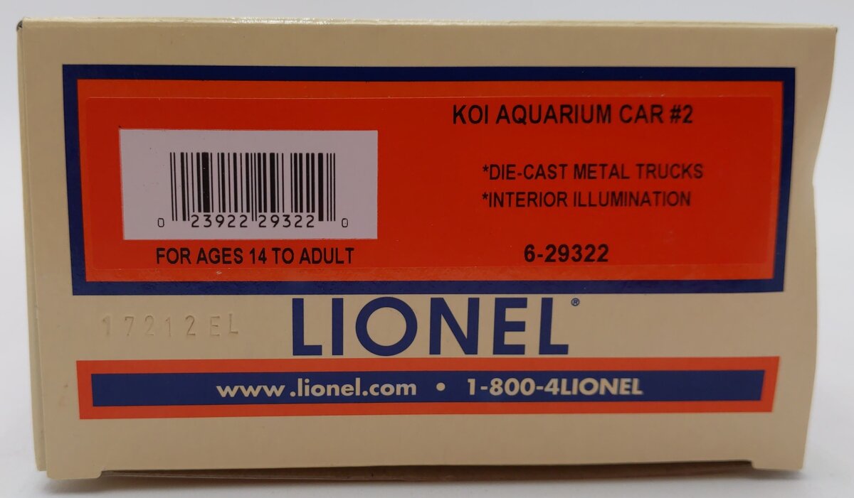 Lionel 6-29322 O Gauge Koi Aquarium Car #29322