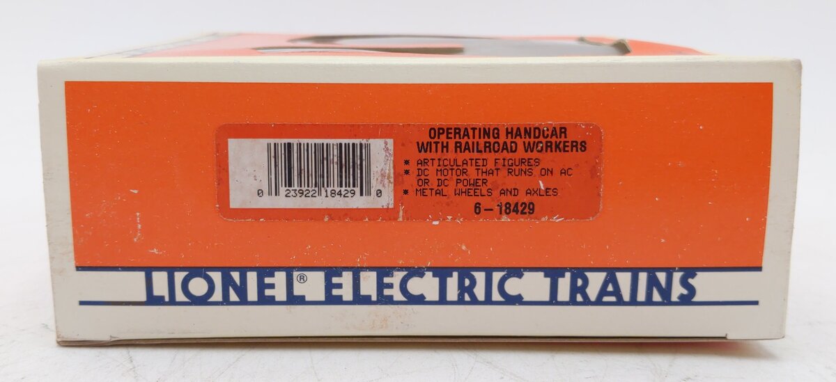 Lionel 6-18429 O Operating Handcar with Railroad Workers LN/Box