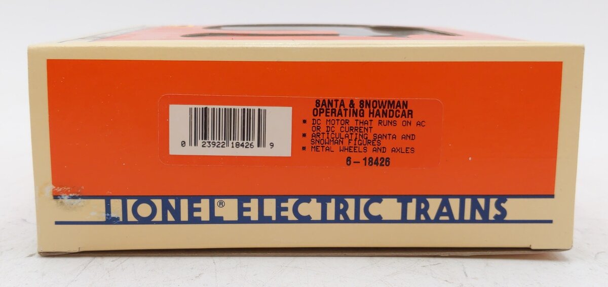 Lionel 6-18426 O Gauge Santa and Snowman Operating Handcar LN/Box