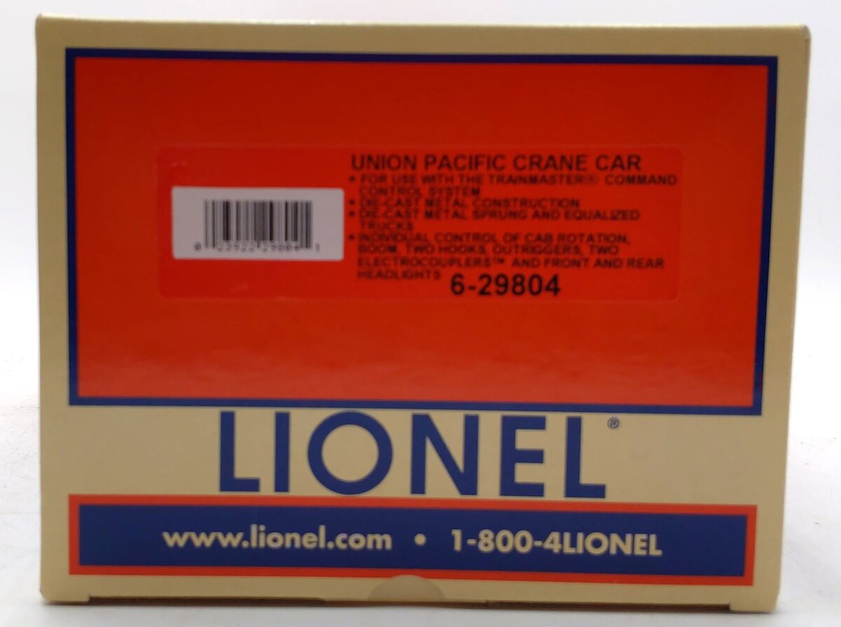 Lionel 6-29804 O Union Pacific Crane Car with TMCC LN/Box