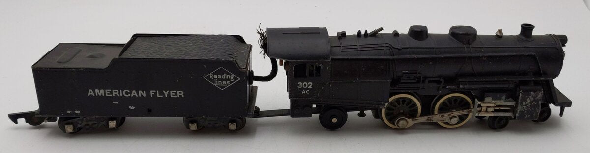 American Flyer 302 Vintage S Reading 4-4-2 Atlantic Steam Locomotive & Tender VG